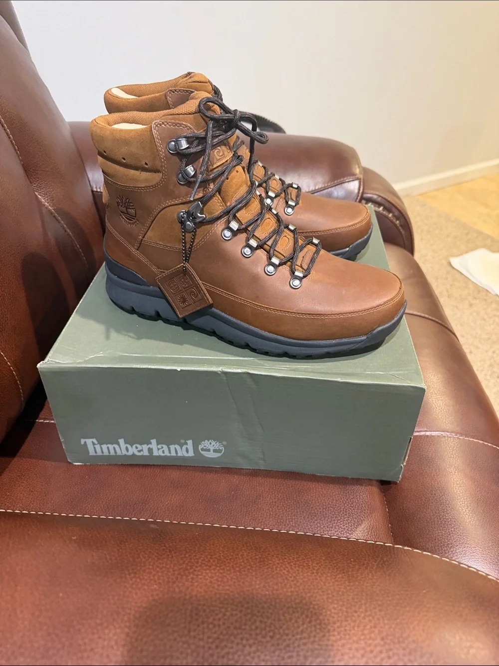 Timberland Men's Wheat Brown Leather Hiking Boots